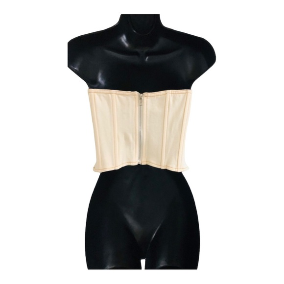 Steve Madden cream vintage washed look strapless stretch crop corset bustier   M - Picture 10 of 14